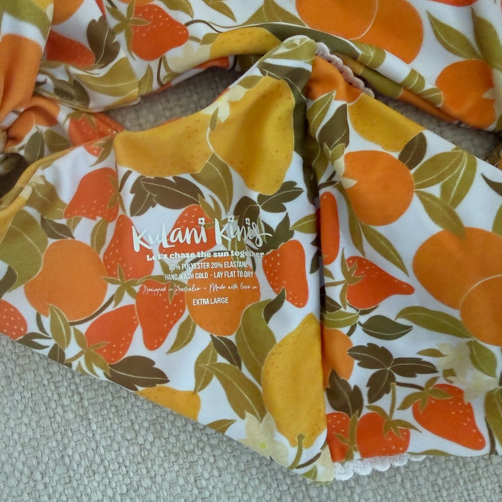 Kulani Kinis Orange Floral Bikini Top - Picture 3 of 3